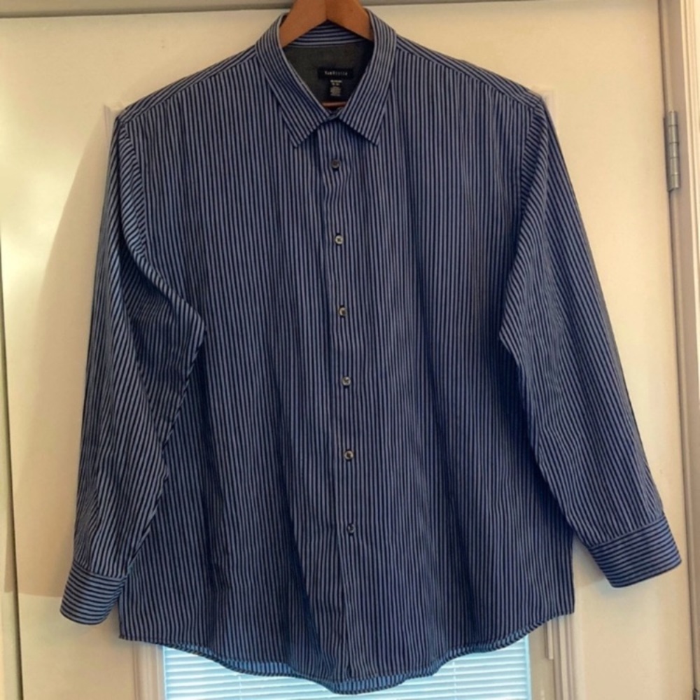 Van Heusen Blue Striped Button Down Dress Shirt
